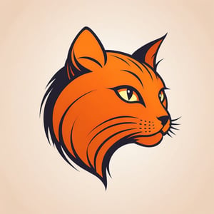 abstract logo of a orange stylized head of a cat, one color,LOGO,logo