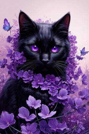 Black cat, violet eyes, cute, master peace.