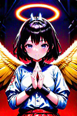 score_9_up, score_8_up,score_7_up,Anime style,RPG_Background,one_angel_wing,1girl, clasped_hands,3d,Anime Style,high_resolution,one_demon_wing,facing_viewer,Anime Style.