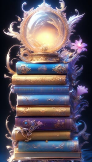 Book Cover for Magical Books by Jasmine Beckett Griffiths and Pascal Blanchett 3D Art, Alabaster Detailed Design 3D, Digital Art, Filigree, Rim Lighting, Surrealism, Fantasy, Art Germ and Art Station Detailed Character Design, Blade Runner concept art,PVC,vibrant_colors,high_resolution