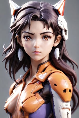 Close - up real - Live - action adaptation of a 3d character of Misato Katsuragi in plugsuit, charming face, NeonGenesis Evangelion cool expression,3D,PVC,Th3Dru1d5