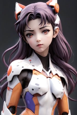 Close - up real - Live - action adaptation of a 3d character of Misato Katsuragi in plugsuit, charming face, NeonGenesis Evangelion cool expression,3D,PVC,Twin_tails