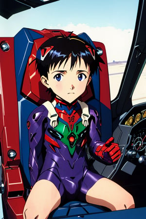 Shinji ikari piloting eva01(evangelion mecha) as a baby. Baby Shinji is seen in the cockpit in his plugsuit and diaper.