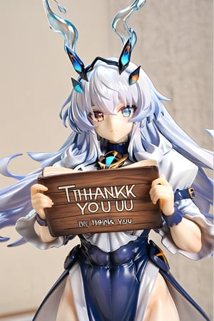 PVC Style,Fairy knight Gawain,Muscular_female,holding a sign reading (("Thank you for 10k likes")),Heterochromia