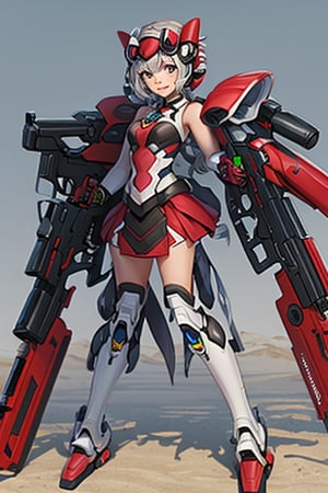 YukineChris,mechskirt,mecha girl, holding 2guns(gattling guns)