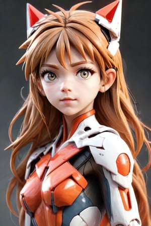 Close - up real - Live - action adaptation of a 3d character of Asuka Langley Soryu in plugsuit, charming face, NeonGenesis Evangelion cool expression,3D,PVC,Th3Dru1d5