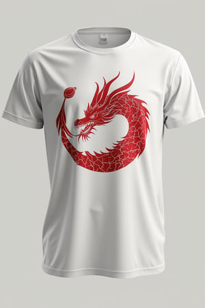 T_shirt,Design(simple logo of dragon eating apple
intricate text "DragonPle"),full length shirt