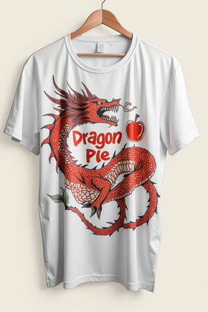 T_shirt,Design(simple logo of dragon eating apple
intricate text "DragonPle"),full length shirt