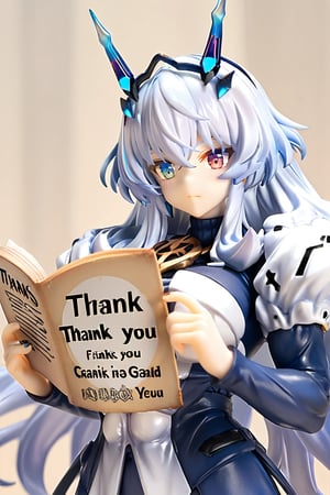 PVC Style,Fairy knight Gawain,Muscular_female,holding a sign reading "Thank you for 10k likes",Heterochromia