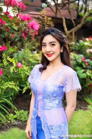 1woman, half body, raw photo, long hair, photo-realistic, sharp focus, high quality, mgrsan,
28 years old Indonesian woman with brown flowing hair, small breast, wearing kebaya and flower garden background, 5'6 ft height, Sexy pose,  inside cheap motel, aroused and excited, looking_at_viewer , photorealistic,Masterpiece, realistic,kebay4,Hyper Realistic