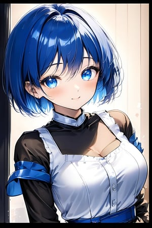 Very beautiful girl, loking at viewer, short hair, blue hairtips, wallpaper quality, soporting clothes, radiant girl, upper body, ((masterpiece: 2)), detailed image, Anime Style.