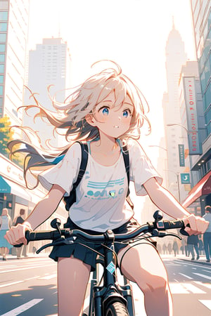 The girl on the bike as a messenger: You could explore the story of a girl who works as a bike messenger in a big city. As she navigates through the hustle and bustle of the streets, she encounters different intriguing characters and situations.,anime,cute,AG,Eyes