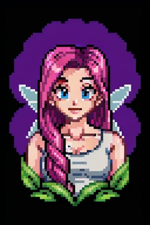 portada de vidiojuego, titulo pixelart,fairy