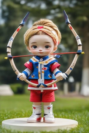 ((photograph of a stylized doll)) olympic, archery