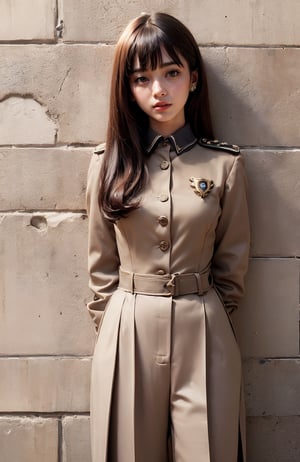 (((((Button_up raw umber collared long sleeve royal guard uniform:1.5))))),((((long slacks:1.4)))),((((royal guard badges:1.4)))),(((((standing))))),((((front viewed, medium body shot:1.4)))),((((arms behind back:1.4)))),(((extra long hair with bangs with blurry))),((((happy cute face:1.4)))),(((((against wall:1.4))))),((((heavy winds:1.4)))). (Ultra-realistic, best photograph, best quality:1.3), (beautiful amd aesthetic:1.4),
perfect.,Bomi,Enhance,Model ,Asian ,Girl,(((eungirl))). ,eungirl,1girl. ,(((chutirada))).,JeeSoo 