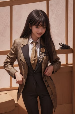 ((((((Batik_blazer_jacket:1.5)))))),(((((button_waistcoat_wear_inside_blazer:1.5))))),(((((top_button_collared_shirt:1.5))))),(((necktie:1.3))),(((((long_pants:1.5))))),((((standing:1.5)))),(((((looking_at_viewer:1.6))))),(((((long_hair_with_complete_bangs:1.6))))),(((beautiful and aesthetic:1.4))),(((((smile_face:1.6))))),((((round cheeks, high-bridged nose:1.5)))),(((((office:1.7))))),
perfect.,Bomi,Enhance,Model ,Asian ,eungirl,((((1girl)))).,((Perfect lips)).