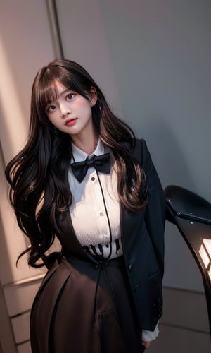 ((((Top_button_collared_Tuxedo_suit:1.5)))),(((Tuxedo_bow_tie:1.4))),((((long_trousers:1.5)))),(((((looking_at_viewer,front_viewed:1.5))))),((((standing)))),(((((long_hair_with_complete_bangs:1.6))))),(((beautiful and aesthetic:1.4))),(((((happy_face:1.6))))),((((round cheeks, high-bridged nose:1.5)))),(((((girl_room:1.5))))),
perfect.,Bomi,Enhance,Model ,Asian ,eungirl,((((1girl)))).,((Perfect lips)).,1 girl,perfect light