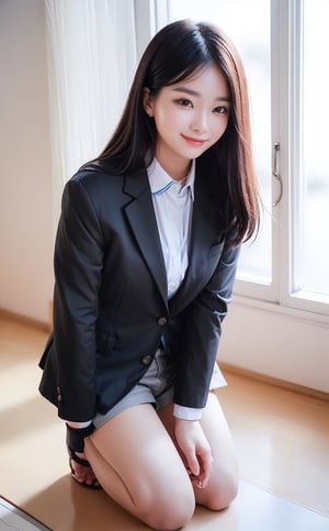 (((((Button_collared_top blazer suit:1.5))))),(((kneeling the floor))),((((far full body shot:1.4)))),(((((old fashioned mini short pants:1.4))))),(beautiful and aesthetic:1.4),((((round cheeks, high-bridged nose, plastic surgery round eyes:1.5)))),((((extra long hair with complete fringes with blurry:1.4)))), ((((against window)))),((((smiling face:1.4)))),(((((Kpop stylish pose:1.5))))),(((((empty room:1.5))))),
perfect.,Bomi,Enhance,Model ,Asian ,Girl,(((eungirl))). ,eungirl,1girl. 