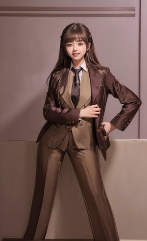 ((((Silk_brown_blazer_jacket:1.5)))),(((((button_waistcoat_wear_inside_blazer:1.5))))),(((collared_shirt:1.5))),((((necktie:1.5)))),((((long_pants:1.4)))),(((standing:1.3))),(((((extra_long_hair_with_complete_bangs_with_blurry:1.5))))),(((((looking_at_viewer,high_level_shot,front_viewed:1.5))))),(beautiful and aesthetic:1.4),((((cute_smiling_happy_face:1.4)))),((((round cheeks, high-bridged nose, plastic surgery round eyes:1.5)))),(((Kpop_style_poses:1.4))),((((office_room:1.4)))),
perfect.,Bomi,Enhance,Model ,Asian ,eungirl,((((1girl)))).,((Perfect lips)).,perfect,pokimane