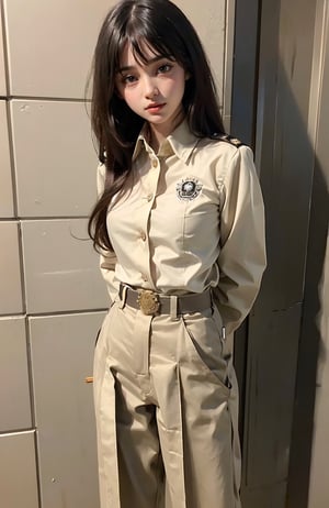 (((((Button_up beige collared long sleeve royal guard uniform:1.5))))),((((long slacks:1.4)))),((((royal guard badges:1.4)))),(((((standing))))),((((front viewed, medium body shot:1.4)))),((((arms behind back:1.3)))),(((extra long hair with bangs with blurry))),((((happy cute face)))),(((((against wall:1.4))))),((((heavy winds:1.4)))). (Ultra-realistic, best photograph, best quality:1.3), (beautiful amd aesthetic:1.4),
perfect.,Bomi,Enhance,Model ,Asian ,Girl,(((eungirl))). ,eungirl,1girl. ,(((chutirada))).,chutirada