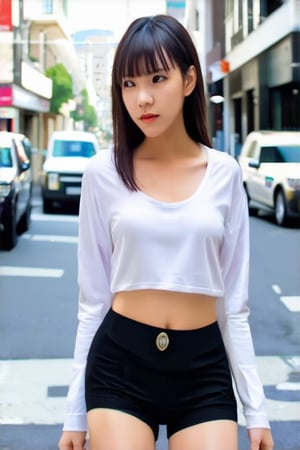 1 girl, naked_shirt,on the street