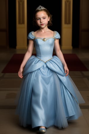 Cinderella full Body View ((Tami Stronach)) Emilia Clarke, 8 years old, in princess costume with full lips, Tami Stronach,Tami Stronach