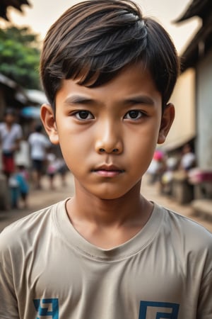 ((masterpiece, best quality)), sharp focus, highly detailed, top quality, Ultra-High Resolution, HDR, 8K, (color saturation:-0.4), lifestyle photography,

(((Headshot portrait))), cute burmese young boy, male, (((8 years old))), (((child))), dark straight hair, black_eyes, clean face, photorealistic,(r4l1bps woman:0.2)
