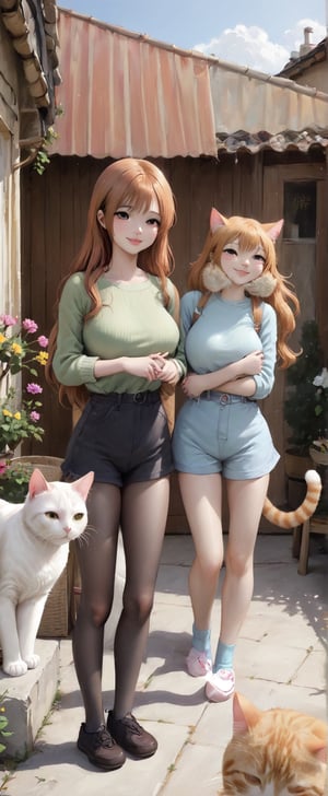 nice day,nice girls,nice cat,