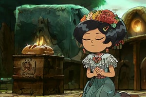 Girl with short black hair, gray eyes,Fair skin,,(eyes closed and concentrating)
[dress]/Traditional Mexican Black Dress (Shiny Embellishments)

[action]/Kneeling Praying on a Mexican tombstone in a cemetery with candles, bread and yellow flowers(nightscape)
[full focus]

score_9, score_8_up, score_7_up, anime_source, Metanoia_PS,'s,score_6_up, score_4_upscore_5_up,(hig detail),,score_anime,anime screencap

[DIFUSION STABLE],1girl,beautiful,Marcy Wu,Fair skin