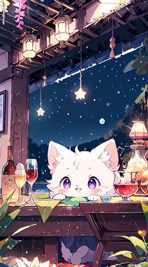 white cat, purple eyes,(masterpiece), (best quality), (ultra-detailed), (masterpiece), (best quality), (ultra-detailed), 4K resolution, High resolution, professionall quality, detailed picture, perfectly drawn objects,more prism, vibrant color,no people,wisteria,Jinsha,Transparent stardust,star,crystal garden,crystal flower,crystal city,crystal sea,crystal cave,lake,crystal shape, crystal thorn, crystal vine, glass thorn, glass Vine, Crystal Bush, Glass Bush,crystal lily,glass crystal,no word,summer,morning ,cat