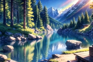 vibrant colors, female, masterpiece, sharp focus, best quality, depth of field, cinematic lighting, (illustration, 8k CG, extremely detailed), masterpiece, ultra-detailed,landscape, road, rocks, natural, forest, water, wooden cabins, camping, river, mountains, atmosphere, white dress,Spring,anime, night, horror, terror, stars