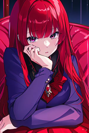detailed cg, anime picture, anime_screencap, chromatic_background, depth of field, dark_background,1girl, solo , best_quality, high_resolutionm, Detailedface, colorized, look, red hair tips, beatifull_eyes, perfect_skin, full_body,High_Quality, Masterpiece, anime best quality, deailed eyes,konomi kasahara, full-body_portrait