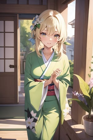 Cute ,lumine_a in green Kimono