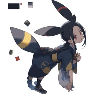  score_9, score_8_up, score_7_up,source_anime, (High quality, anime, extreme details, exquisite light and shadow, 8K, best quality), detailed background, BREAK, 1 girl, adult body, long hair, black hair, twin_braids, yellow ribbon, red eyes, holding paper fan, no text, pokemon_(anime), pokemon,