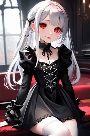 Best quality,masterpiece,looking at viewer,8k,ultra detailed,
twin girls, white skin,red eyes,black gothic clothes, black gothic shoes,  black gothic nails, black gothic stocking, white hair,  blush, smile, head on chest hug,black gothic room, gothic backgound,High detailed, Detailed face, best quality, Sexy Pose,Perfect Body, perfect hands, perfect fingers,disney pixar style,more detail XL