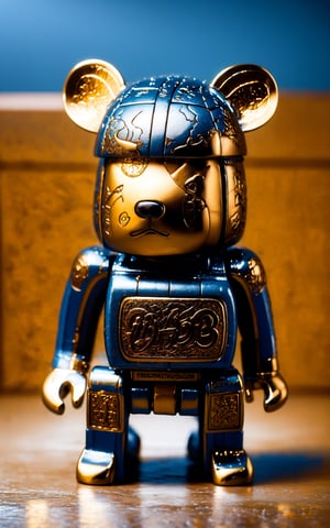 Exquisite trendy toys, big ears bear head, human body, acrylic material, reflective, bear face simple, like BEETLE BE@RBRICK, placed in the outer space,perfect light,DonMN33dl3P1ll0w,DonM0ccul7Ru57