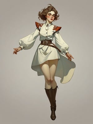 Dnd style, 2d illustration, random Dnd female human, character, full-body, dynamic pose, HD, detailed perfect face, full view, UHD, masterpiece, neutral background, front view by painted by, Louis Icart, Valentin Serov, Coby Whitmore, Viktor Vasnetsov, Alois Arnegger Marquez, JC Leyendecker