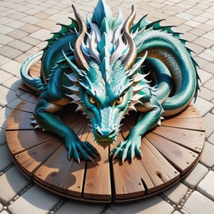 Dragon Portrait Standing on Wooden Plates in Round Stone Pavement, Close Shot (CS), Standing, Looking Straight | (White Background: 1.2), Simple Background | Medieval, Pastel Mute Color, Digital Art, 8K Resolution, Super Quality, Watercolor, Popular in Art Stations, Complex Details, Very Detailed, Greg Rutkowski