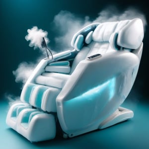 a massage chair ,ice, ,smoke, (full shot)
