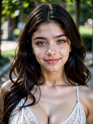 "Close-up, a photo of lunai, ((20 years old, black wavy hair, green eyes)), dressed in a summer dress, captured in a park in Buenos Aires, reading a book, (Best quality, 8k, 32k, Masterpiece, Photoreal, UHD:1.2)"