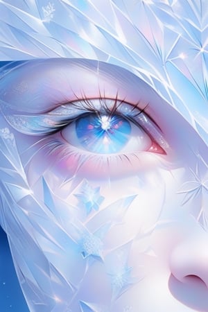 A (((vividly realistic ice woman portrait))), featuring intricate Details that convey a sense of cuteness, with frosty surfaces and (delicate patterns) that mirror the subject's essence