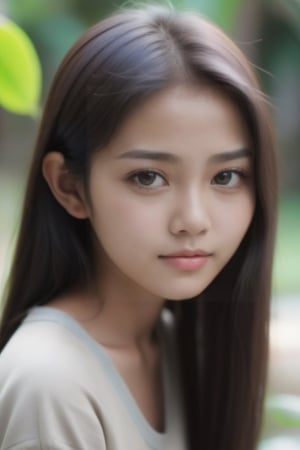 beautiful Indonesian girl, 18 years old, white skin, sharp nose, dimples, double eyelids.