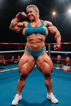 Flexing all their muscles, contracting their muscles,  muscle contraction  ,2girls, PHOTO, Candid mobile phone snapshot photo of a heavily muscled iffb pro female bodybuilder ordering at a fight, female 24 year old short stocky Holly holm,photorealistic