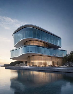 (master piece)(Future zen building), rhombuses facade pattern, zaha hadid, glass windows,carefree,  The ship,concrete,  Atlantis, Round and soft,Nordic,Great nature,elegance,
Future world,ship,rooftop,stretch,harbor
tower,Minimalist succinct style,flyship on sky,Dreamy light and shadow,yanni style,