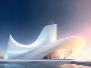 (master piece)(Future zen building), rhombuses facade pattern, zaha hadid, glass windows,carefree,  The ship,concrete,  Atlantis, Round and soft,Nordic,Great nature,elegance,
Future world,ship,rooftop,stretch,harbor
tower,Minimalist succinct style,flyship on sky,Dreamy light and shadow,yanni style,