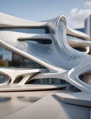 (master piece)(Future zen building), rhombuses facade pattern, zaha hadid, Calatrava, glass windows,  concrete,  Atlantis, London house with tesselated facade, front street view,photo-realistic, intricate and complex details,hyper-realistic, parametric architecture,8k, ultra details,Golden section,
Irrational number,Minimalist style,

An architectural wonder with a daring configuration and ground-breaking design.This structure could be a museum or a company building.4k image photo like,(detailed)