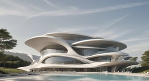 (master piece)(Future zen building), rhombuses facade pattern, zaha hadid, glass windows,carefree,  The ship,concrete,  Atlantis, Round and soft,Nordic,Great nature,elegance,
Future world,ship,rooftop,stretch,harbor
tower,Minimalist succinct style,flyship on sky,Dreamy light and shadow,