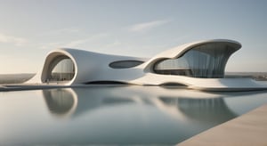 (master piece)(Future zen building), rhombuses facade pattern, zaha hadid, glass windows,carefree,  The ship,concrete,  Atlantis, Round and soft,Nordic,Great nature,elegance,
Future world,ship,rooftop,stretch,harbor
tower,Minimalist succinct style,flyship on sky,Dreamy light and shadow,