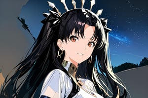  (masterpiece, top quality, best quality), (1girl), full body,portrait, extreme detailed,Cogecha,ishtar \(fate\),8k,high resolution,smile,face looking into camera,night,starry sky,panoramic
