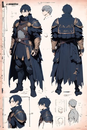  (character design, full body, upper body, character sheet, expressions, reference sheet, character reference, no background, multiple views, alternatecostume, equipment layout, close-up), 1boy, male